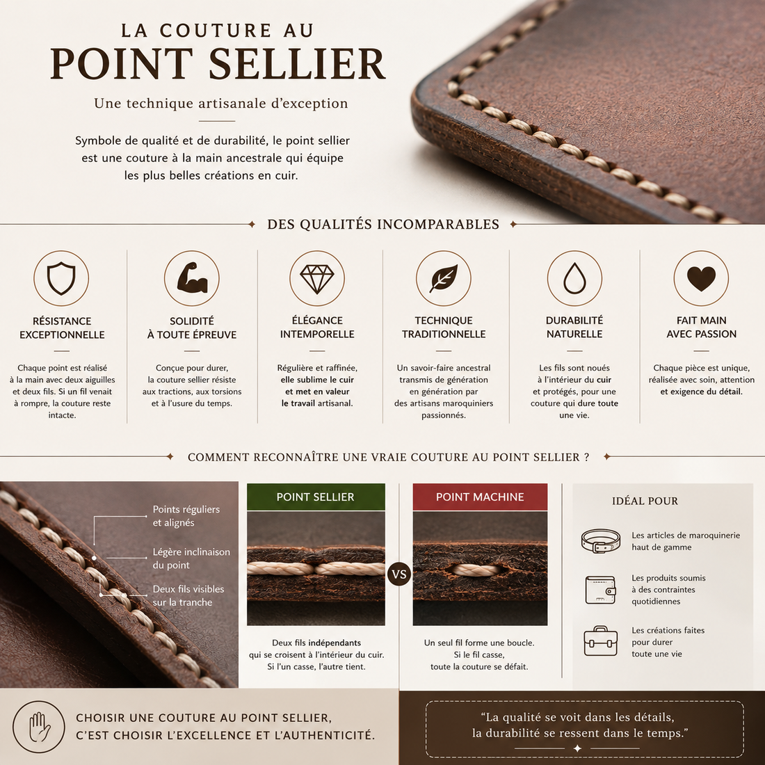 La couture point sellier, pourquoi elle rend vos produits en cuir incassables