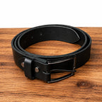 Ceinture en cuir noir pleine fleur 35mm faite main pour homme. Robuste. Cadeau personnalisé. Cadeau homme. Cadeau fête des pères.