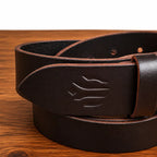 Ceinture en cuir couleur chocolat pleine fleur 35mm faite main Cuir & Matière