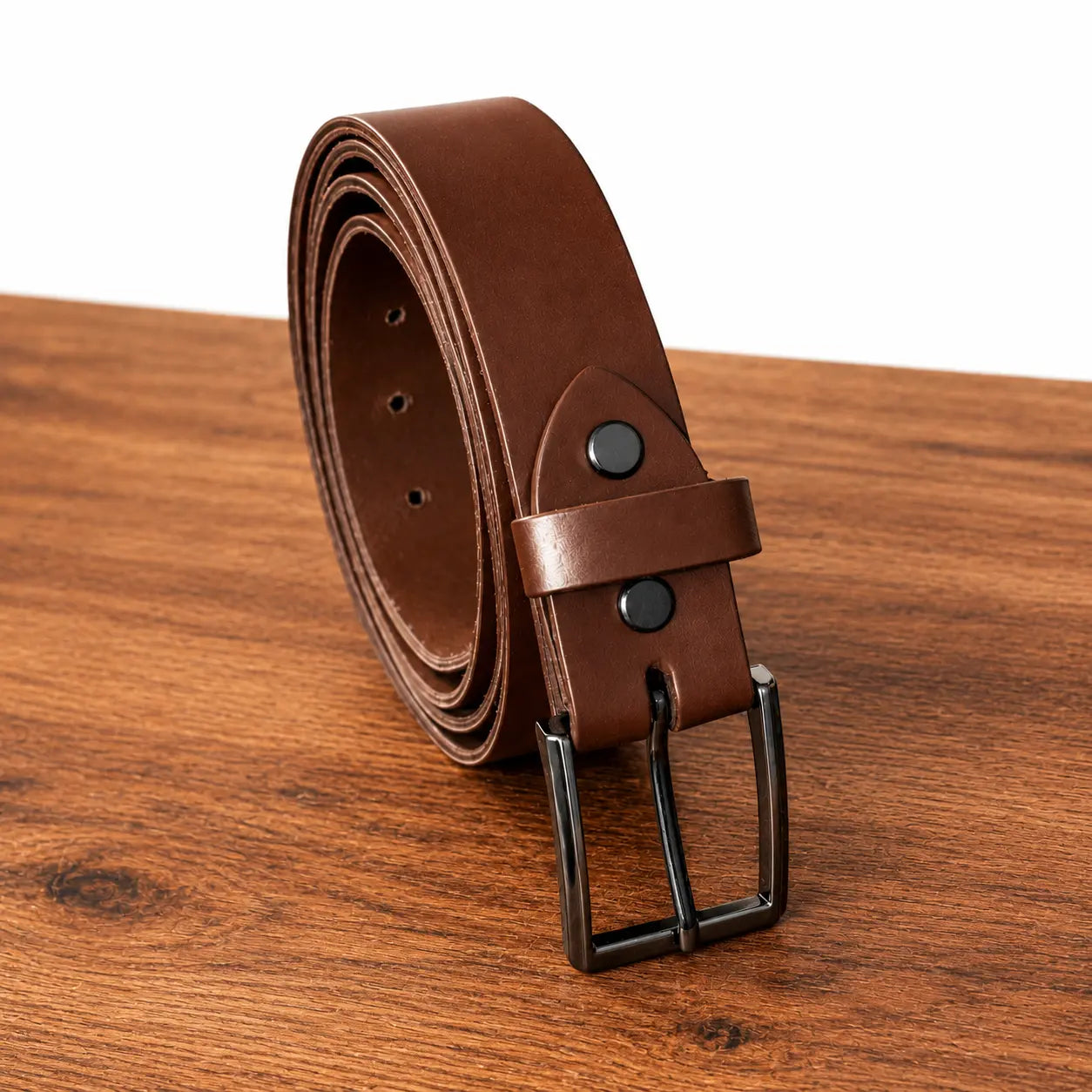 Ceinture en cuir marron pleine fleur 35mm faite main Cuir & Matière