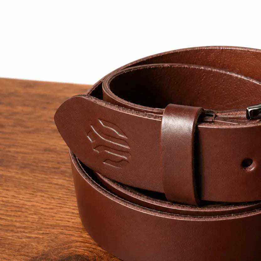 Ceinture en cuir marron pleine fleur 35mm faite main Cuir & Matière
