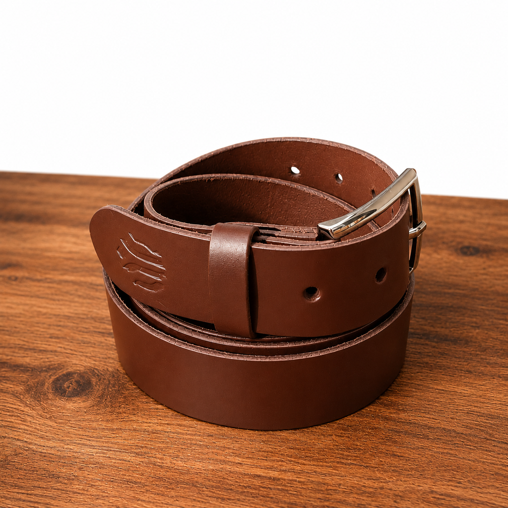 Ceinture en cuir marron pleine fleur 35mm faite main Cuir & Matière